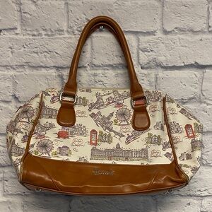 Harrods London Cityscape Print Satchel Bag